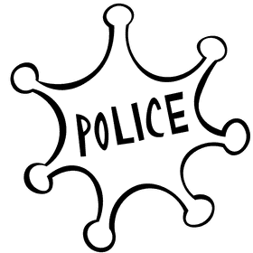 Police car badge black and white clipart