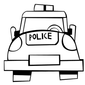 Police car front black and white clipart
