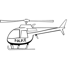 Police car helicopter black and white clipart