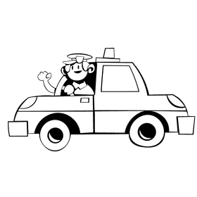 Police car officer black and white clipart