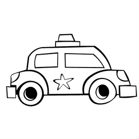Police car star black and white clipart