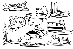 Pond black and white vector