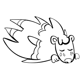 Porcupine crying black and white clipart