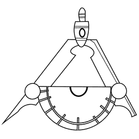 Protractor compass black and white clipart