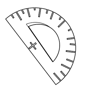 Protractor semi circle black and white clipart