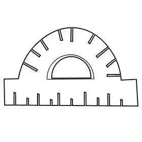 Protractor serif black and white clipart