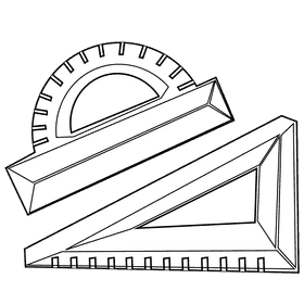 Protractor set black and white clipart