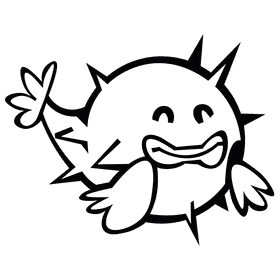 Pufferfish happy black and white clipart