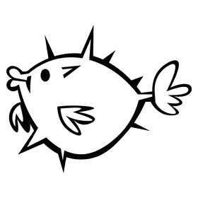 Pufferfish profile black and white clipart