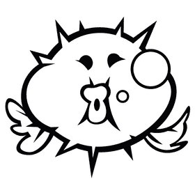 Pufferfish bubbles black and white clipart