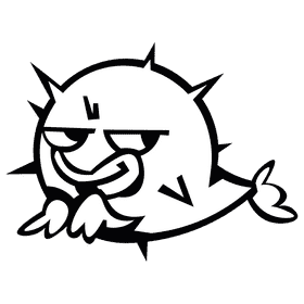 Pufferfish sneaky black and white clipart