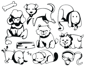 Puppy black and white vector