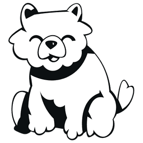 Puppy fluffy black and white clipart