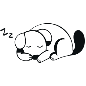 Puppy sleeping black and white clipart