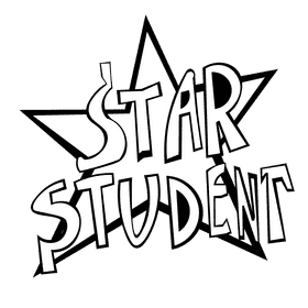 Reward star student black and white clipart