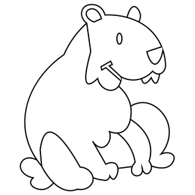 Capybara animal drawing black and white clipart