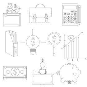 Accountant set black and white vector