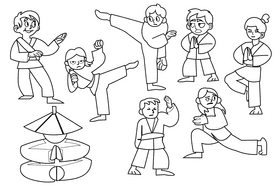 Martial arts black and white vector