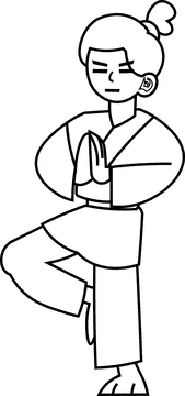 Martial arts calmness black and white clipart