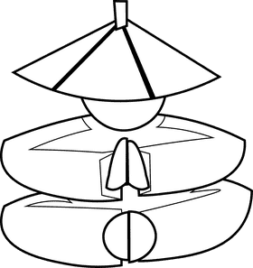 Martial arts calmness black and white clipart