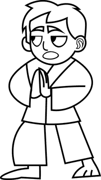 Martial arts reverance black and white clipart