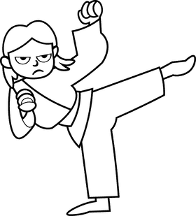 Martial arts strike black and white clipart