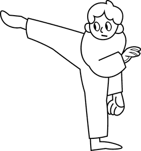 Martial arts strike black and white clipart