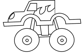 Monster truck fire black and white clipart