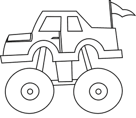 Monster truck side black and white clipart