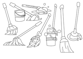 Mop black and white vector