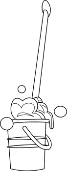 Mop bucket black and white clipart