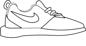 Nike sneaker black and white clipart