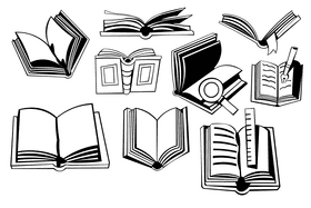 Open book black and white vector