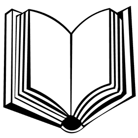 Open book book black and white clipart