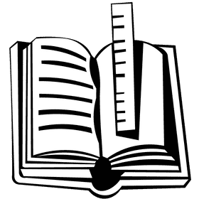 Open book ruler black and white clipart