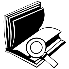 Open book search black and white clipart