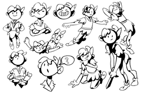 Peter pan black and white vector