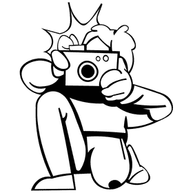Photographer boy black and white clipart