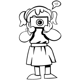 Photographer girl black and white clipart