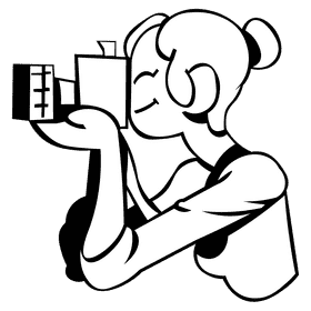 Photographer woman black and white clipart