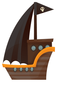 Pirate ship big flag clipart