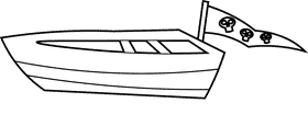 Pirate ship boat black and white clipart