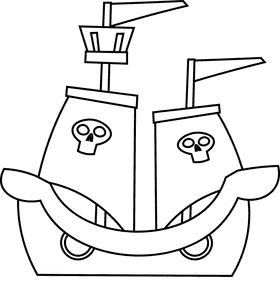 Pirate ship double black and white clipart