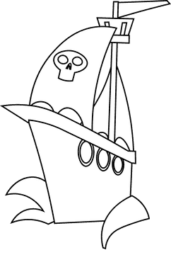 Pirate ship high black and white clipart