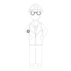 Architect drawing black and white clipart