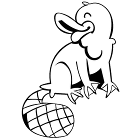 Platypus happy black and white clipart