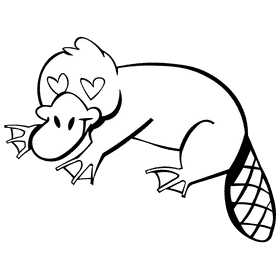 Platypus love black and white clipart
