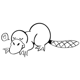 Platypus sleep black and white clipart