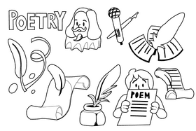 Poetry black and white vector