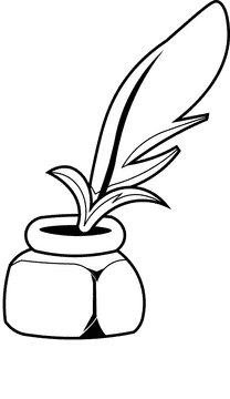 Poetry inkwell black and white clipart